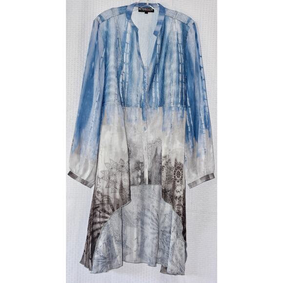 The Pyramid Collection Long Sleeve Hi Low Tunic Blouse Size Large - Picture 1 of 6